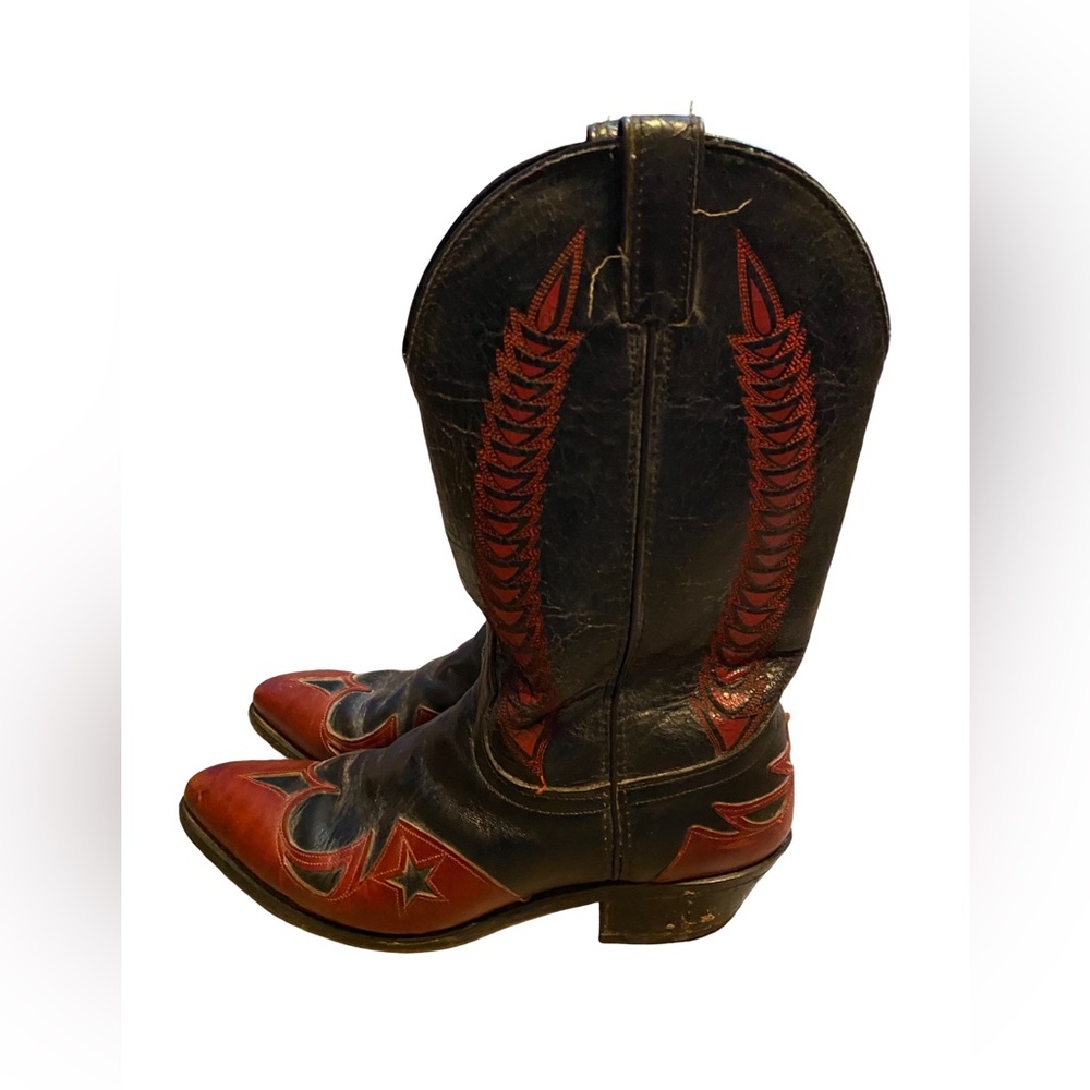 Vintage Laredo Firewalker Cowboy Distressed Boots Lea. Vamp & Foxing Mens 9.5